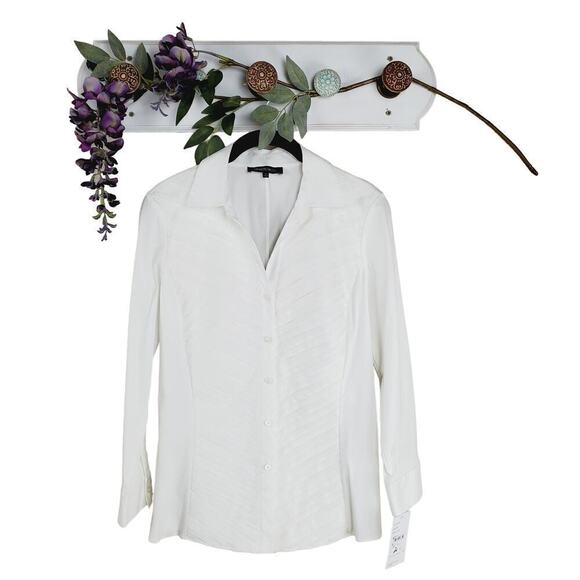 Lafayette 148 New York Long Sleeves Button Up Women Casual Classic White Top - Picture 1 of 13